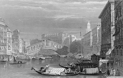 Die Rialtobrücke, Venedig, graviert von Edward Finden, ca. 1830